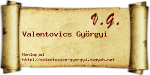 Valentovics Györgyi névjegykártya